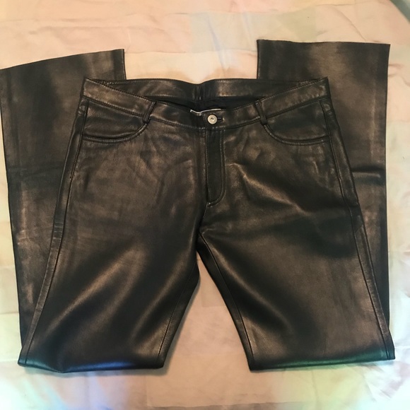 Michael Hoban Genuine Leather Black Pants - Picture 2 of 5